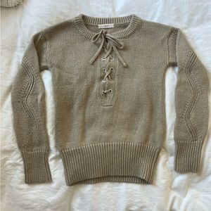 Like New CAPULET Brighton tan cozy lace-front knit